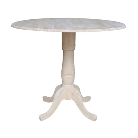 International Concepts Round 42 in Rd Dual Drop Leaf Pedestal Table, 35.5 inH, Unfinished, Ready to Finish, 42 in W, 42 in L K-42DPT-6B